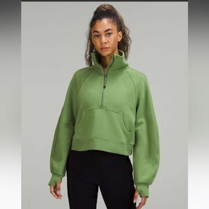 Lululemon funnel neck half zip scuba in green foliage
